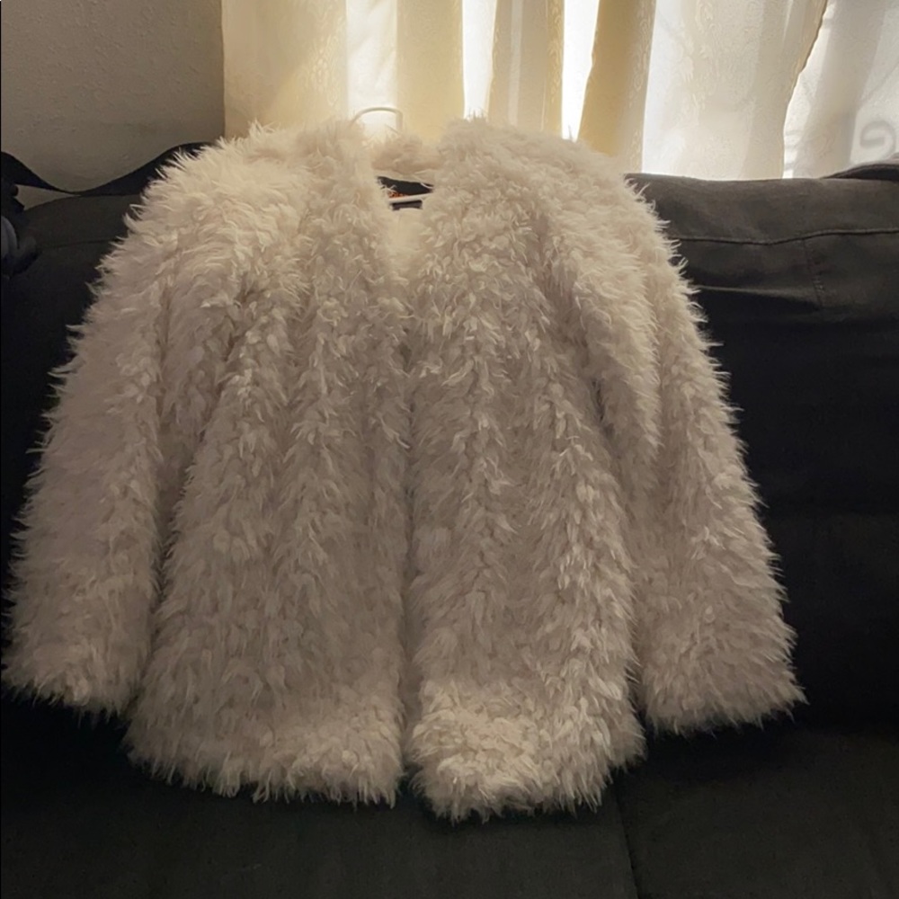 White Fuzzy Jacket from Fashion Nova
